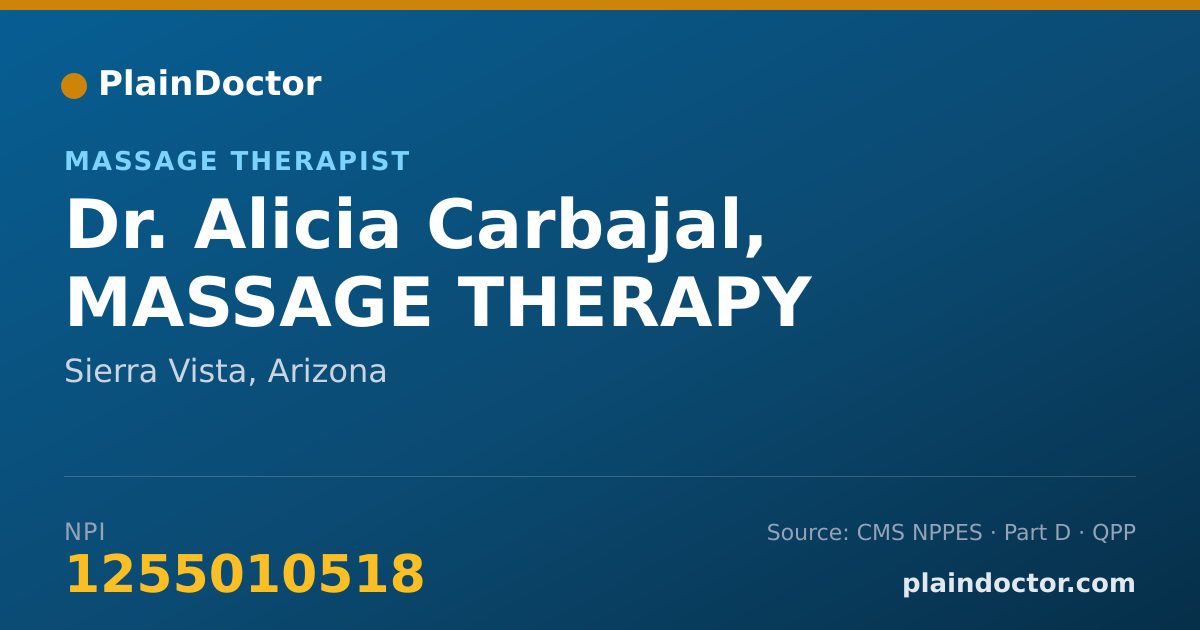 Shareable card for Alicia Carbajal, MASSAGE THERAPY - Massage Therapist, Sierra Vista, AZ