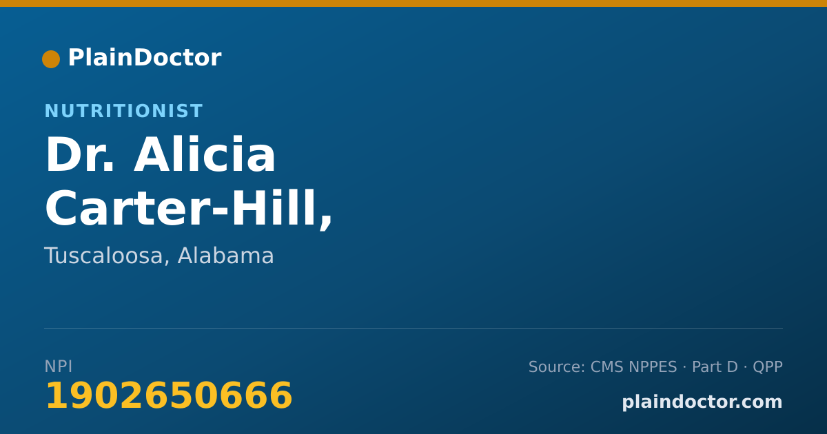 Shareable card for Alicia Carter-Hill, NUTRITIONIST - Nutritionist, Tuscaloosa, AL