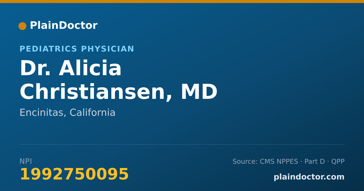 Shareable card for Alicia Christiansen, MD - Pediatrics Physician, Encinitas, CA