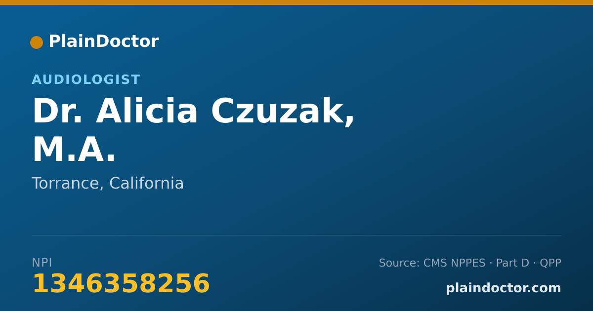 Shareable card for Alicia Czuzak, M.A. - Audiologist, Torrance, CA