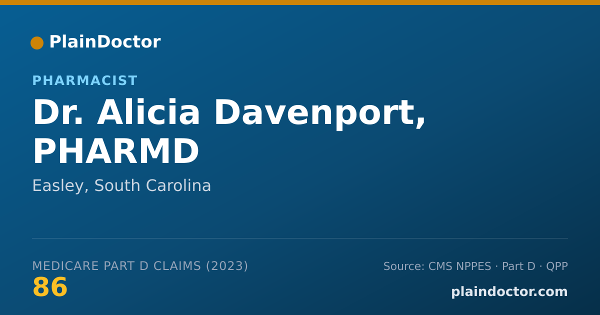 Shareable card for Alicia Davenport, PHARMD - Pharmacist, Easley, SC