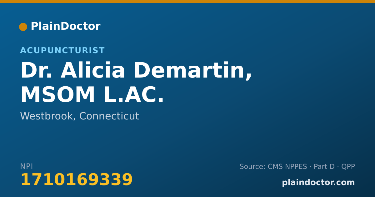 Shareable card for Alicia Demartin, MSOM L.AC. - Acupuncturist, Westbrook, CT