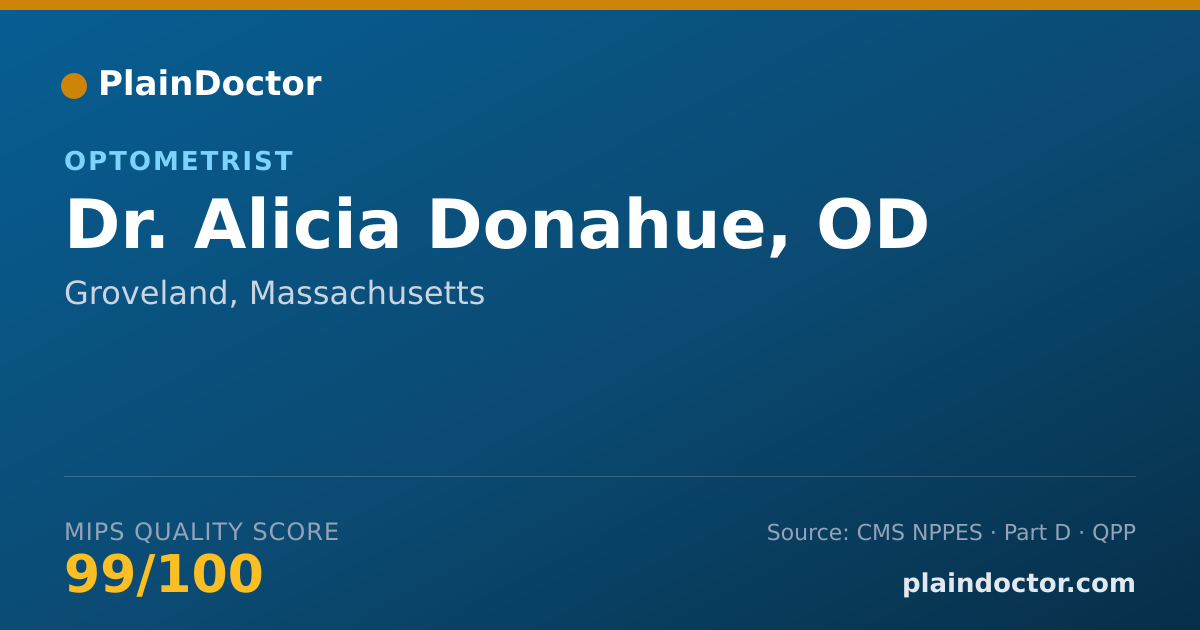 Shareable card for Alicia Donahue, OD - Optometrist, Groveland, MA