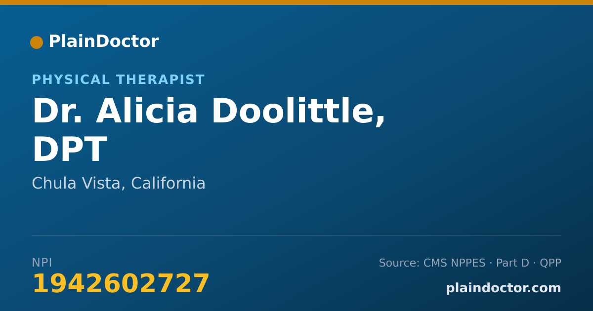 Shareable card for Alicia Doolittle, DPT - Physical Therapist, Chula Vista, CA