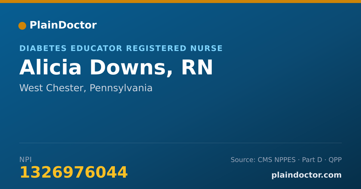 Shareable card for Alicia Downs, RN - Diabetes Educator Registered Nurse, West Chester, PA