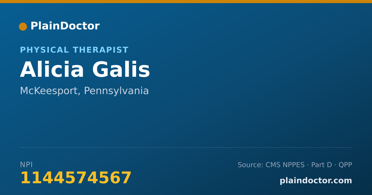 Shareable card for Alicia Galis - Physical Therapist, McKeesport, PA