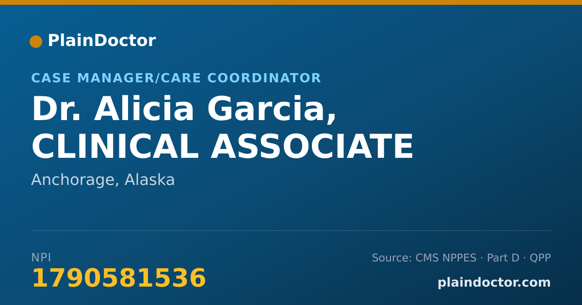 Shareable card for Alicia Garcia, CLINICAL ASSOCIATE - Case Manager/Care Coordinator, Anchorage, AK