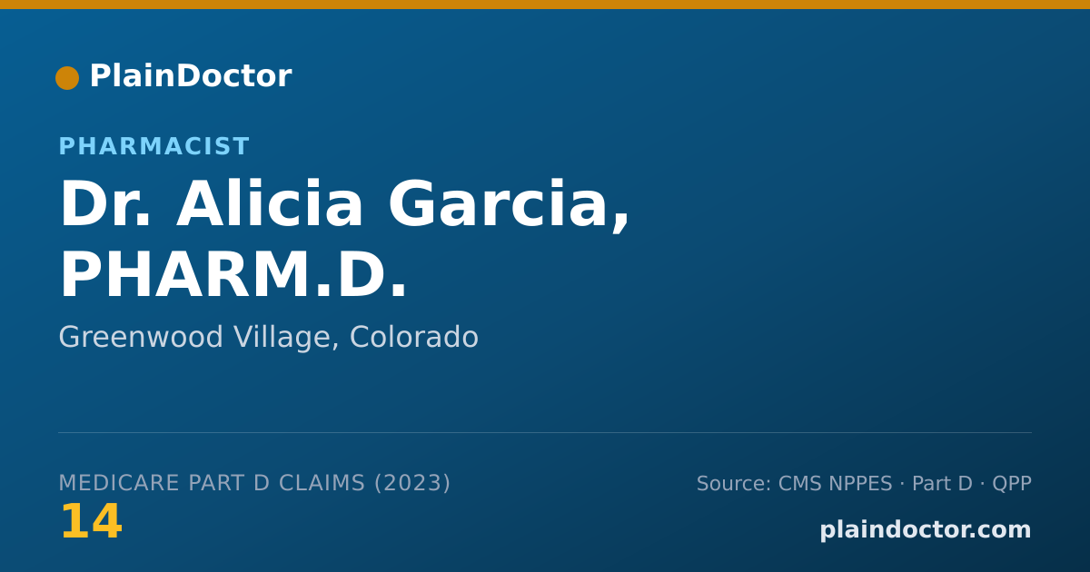 Shareable card for Alicia Garcia, PHARM.D. - Pharmacist, Greenwood Village, CO