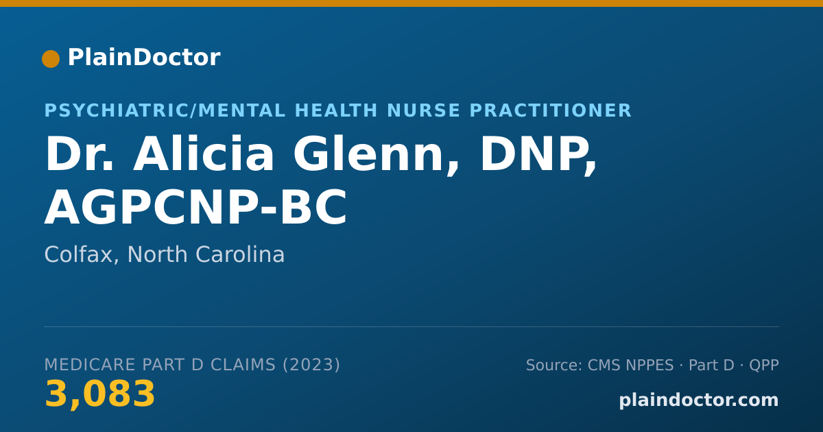 Shareable card for Alicia Glenn, DNP, AGPCNP-BC - Psychiatric/Mental Health Nurse Practitioner, Colfax, NC