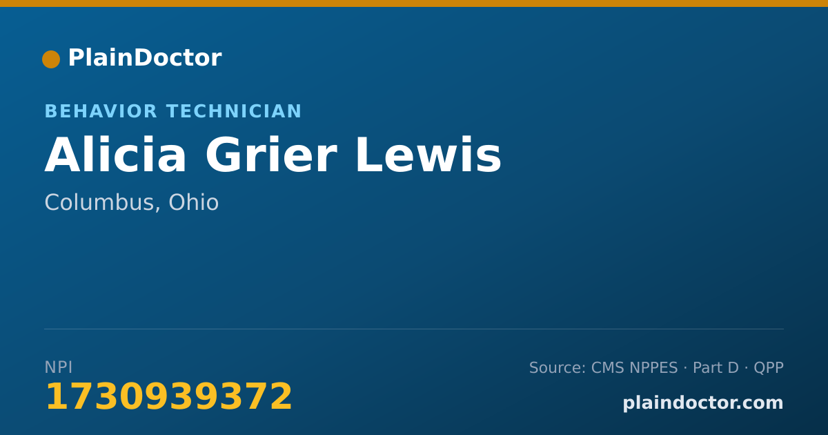 Shareable card for Alicia Grier Lewis - Behavior Technician, Columbus, OH