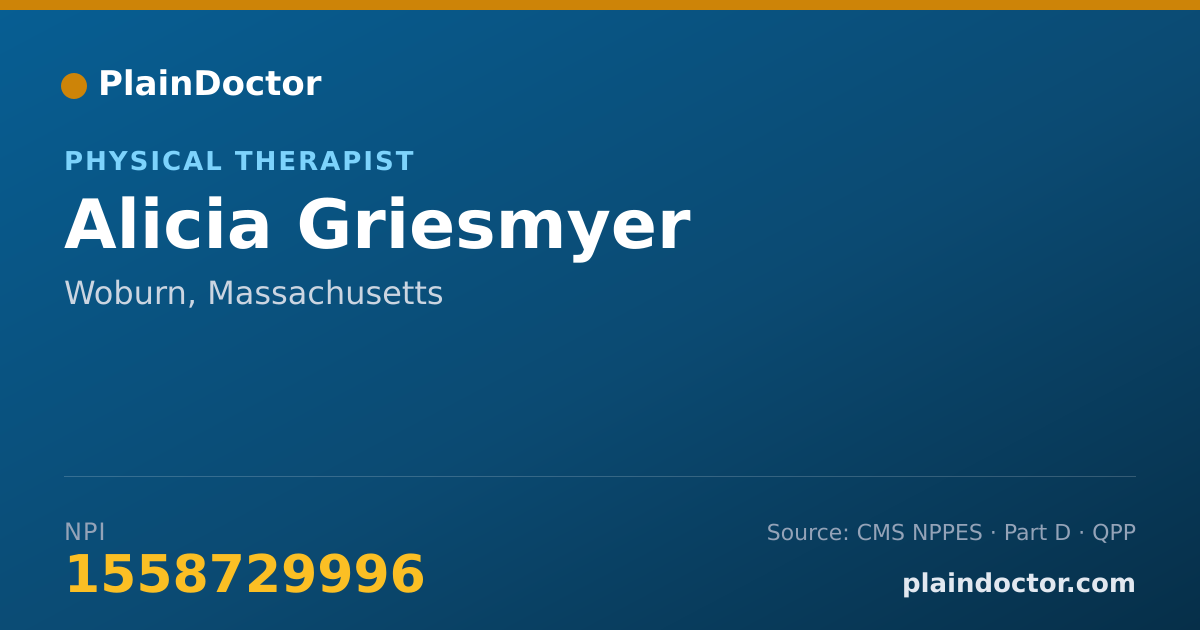 Shareable card for Alicia Griesmyer - Physical Therapist, Woburn, MA