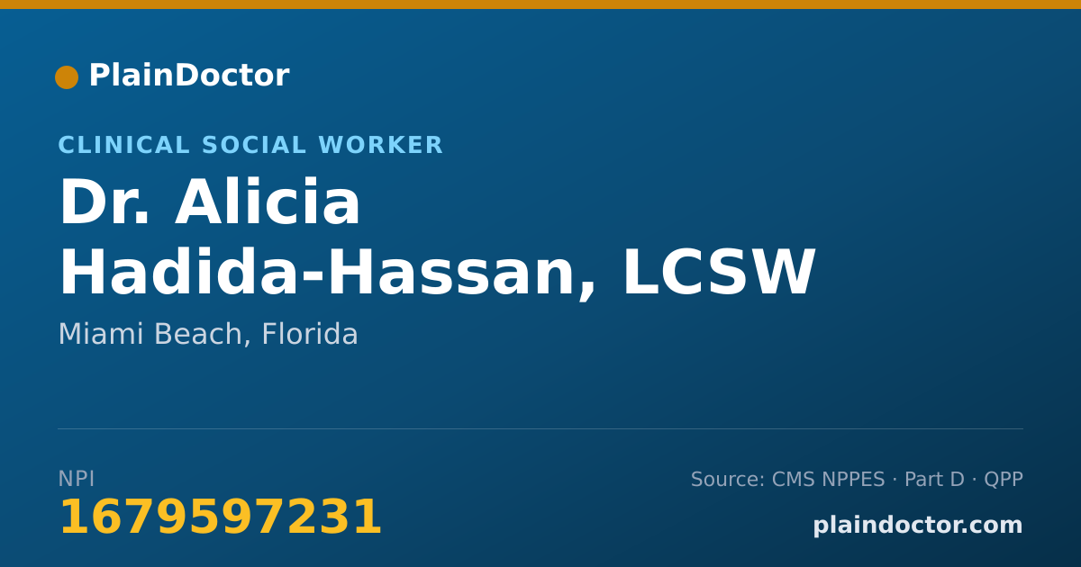 Shareable card for Alicia Hadida-Hassan, LCSW - Clinical Social Worker, Miami Beach, FL
