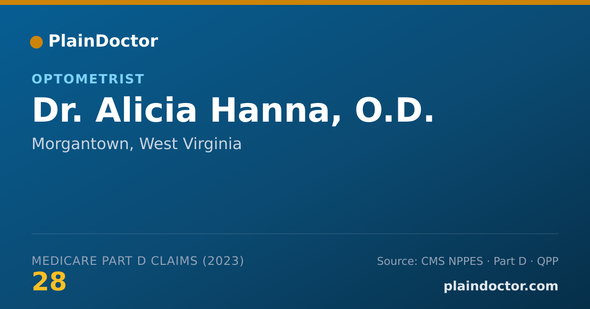 Shareable card for Alicia Hanna, O.D. - Optometrist, Morgantown, WV