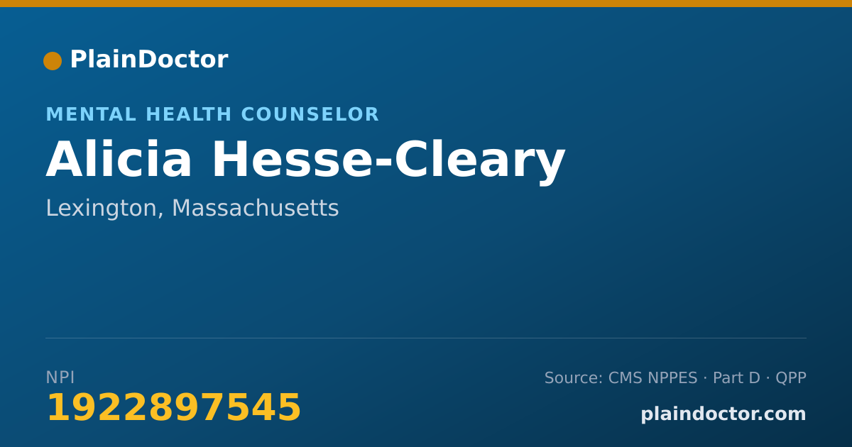 Shareable card for Alicia Hesse-Cleary - Mental Health Counselor, Lexington, MA