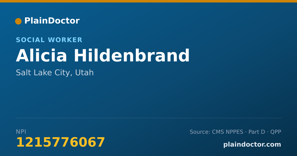 Shareable card for Alicia Hildenbrand - Social Worker, Salt Lake City, UT