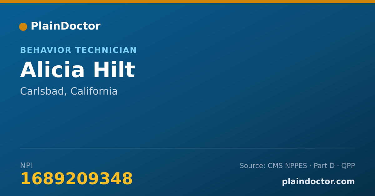 Shareable card for Alicia Hilt - Behavior Technician, Carlsbad, CA