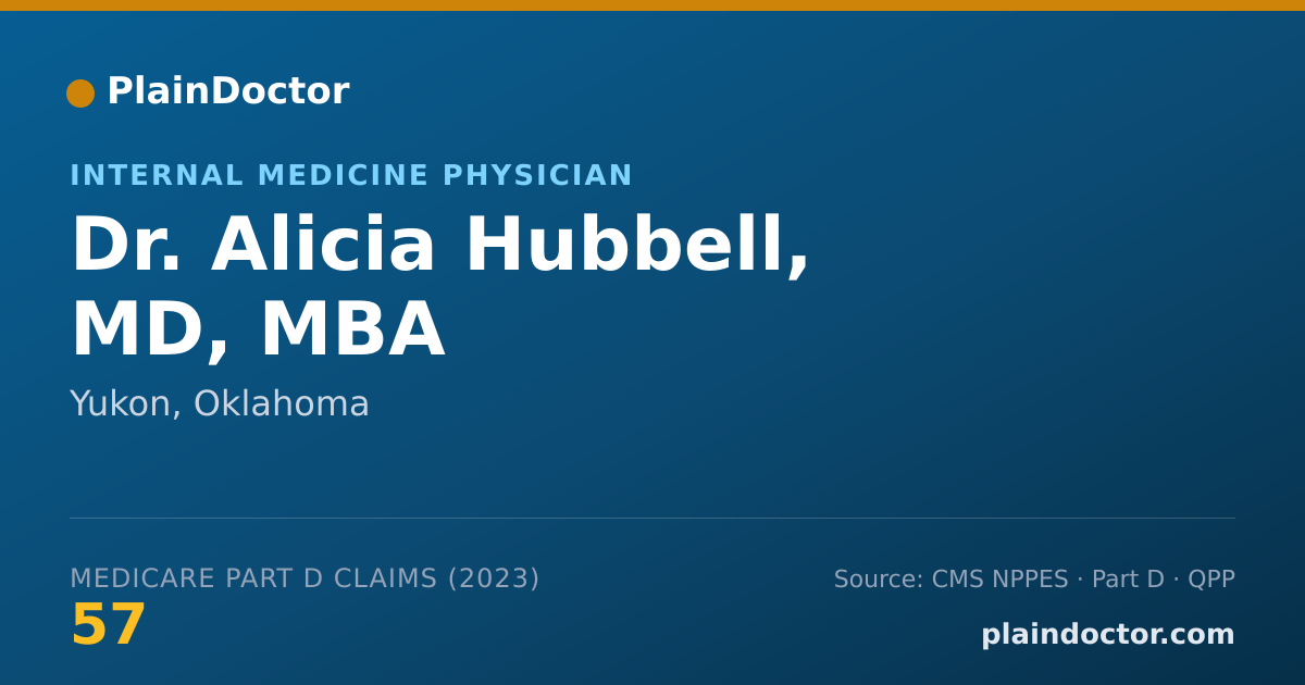 Shareable card for Alicia Hubbell, MD, MBA - Internal Medicine Physician, Yukon, OK