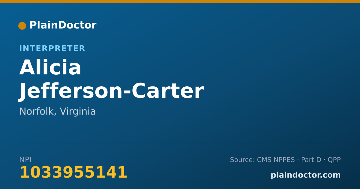 Shareable card for Alicia Jefferson-Carter - Interpreter, Norfolk, VA