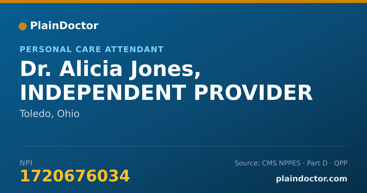 Shareable card for Alicia Jones, INDEPENDENT PROVIDER - Personal Care Attendant, Toledo, OH