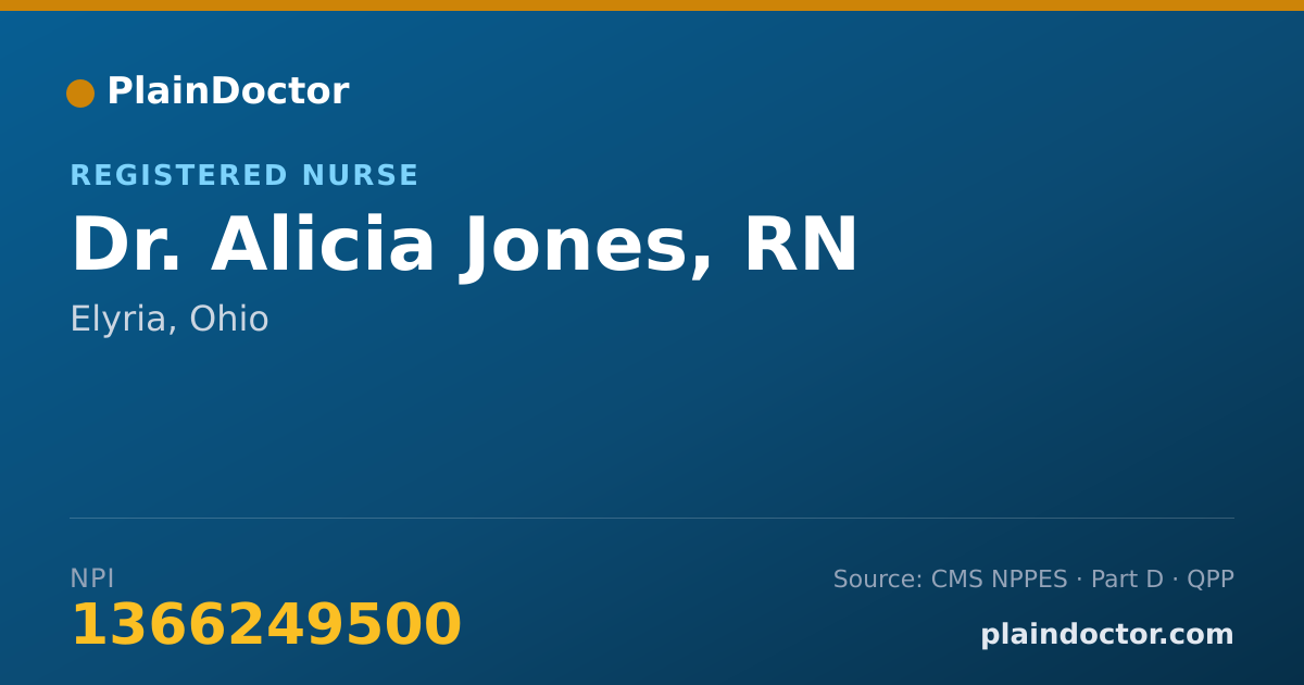 Shareable card for Alicia Jones, RN - Registered Nurse, Elyria, OH