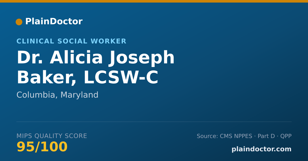 Shareable card for Alicia Joseph Baker, LCSW-C - Clinical Social Worker, Columbia, MD