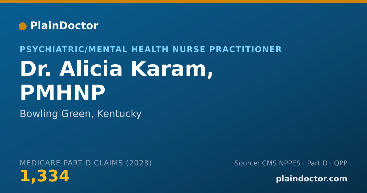 Shareable card for Alicia Karam, PMHNP - Psychiatric/Mental Health Nurse Practitioner, Bowling Green, KY