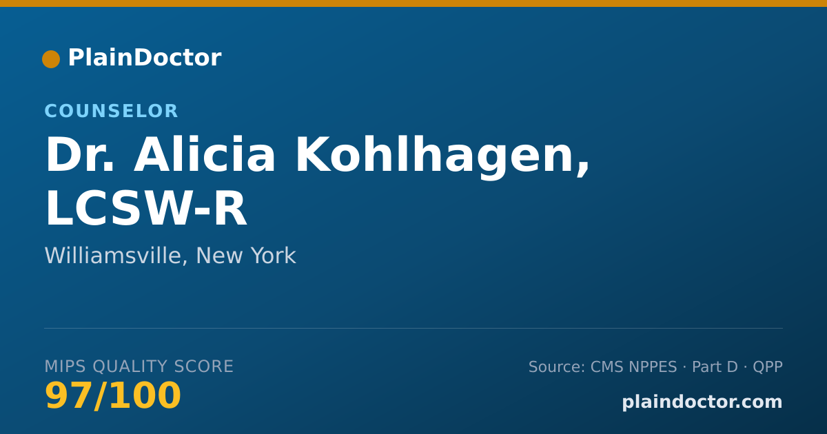 Shareable card for Alicia Kohlhagen, LCSW-R - Counselor, Williamsville, NY