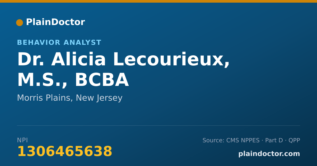 Shareable card for Alicia Lecourieux, M.S., BCBA - Behavior Analyst, Morris Plains, NJ