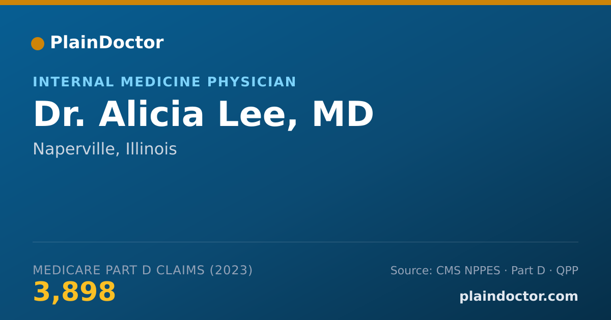 Shareable card for Alicia Lee, MD - Internal Medicine Physician, Naperville, IL
