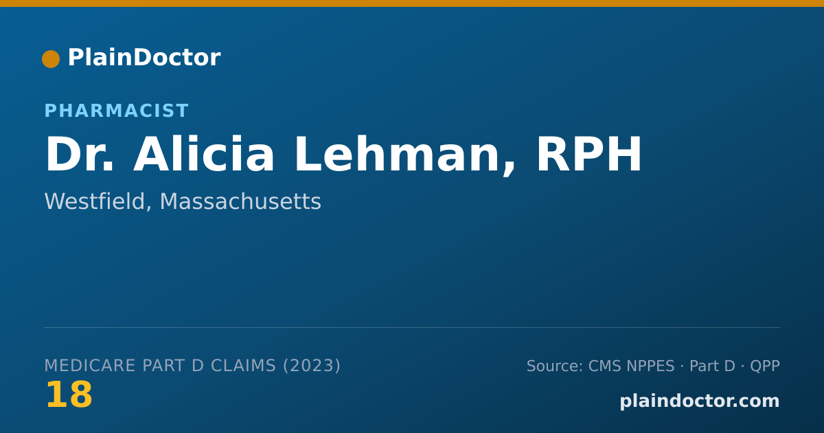 Shareable card for Alicia Lehman, RPH - Pharmacist, Westfield, MA