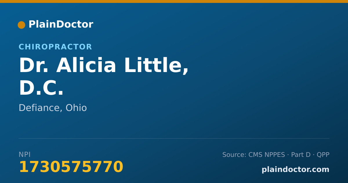 Shareable card for Alicia Little, D.C. - Chiropractor, Defiance, OH