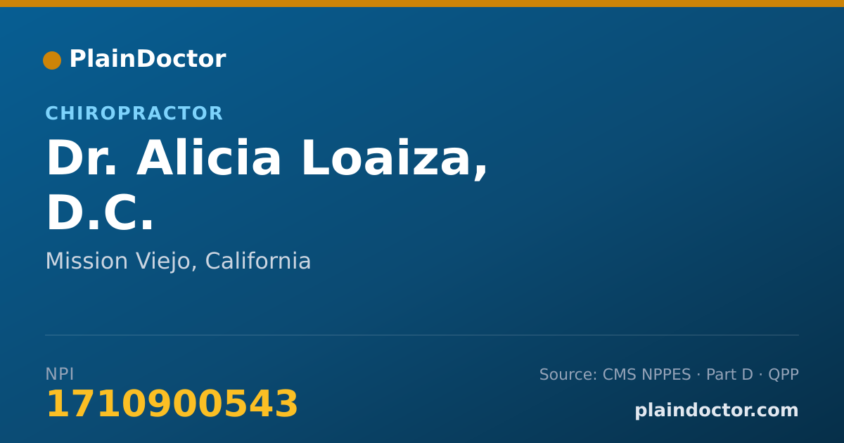 Shareable card for Alicia Loaiza, D.C. - Chiropractor, Mission Viejo, CA