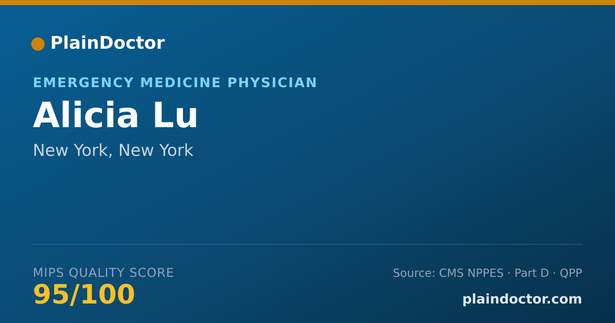 Shareable card for Alicia Lu - Emergency Medicine Physician, New York, NY