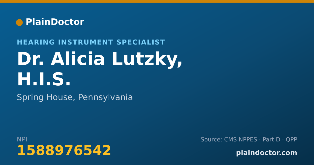 Shareable card for Alicia Lutzky, H.I.S. - Hearing Instrument Specialist, Spring House, PA