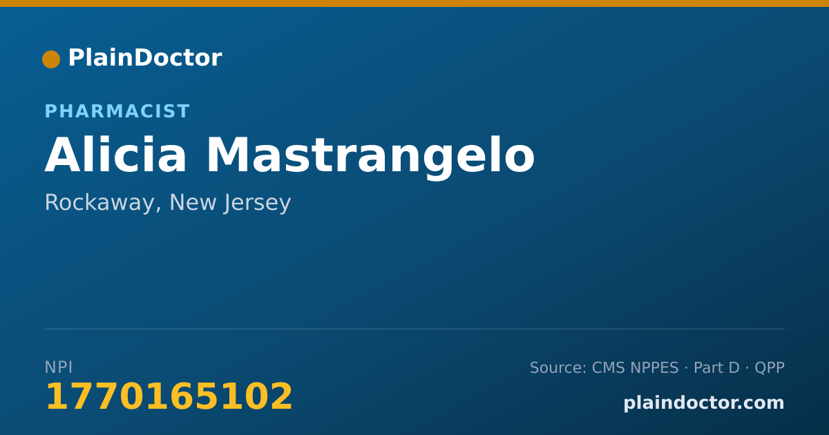 Shareable card for Alicia Mastrangelo - Pharmacist, Rockaway, NJ