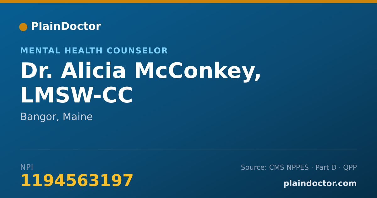 Shareable card for Alicia McConkey, LMSW-CC - Mental Health Counselor, Bangor, ME
