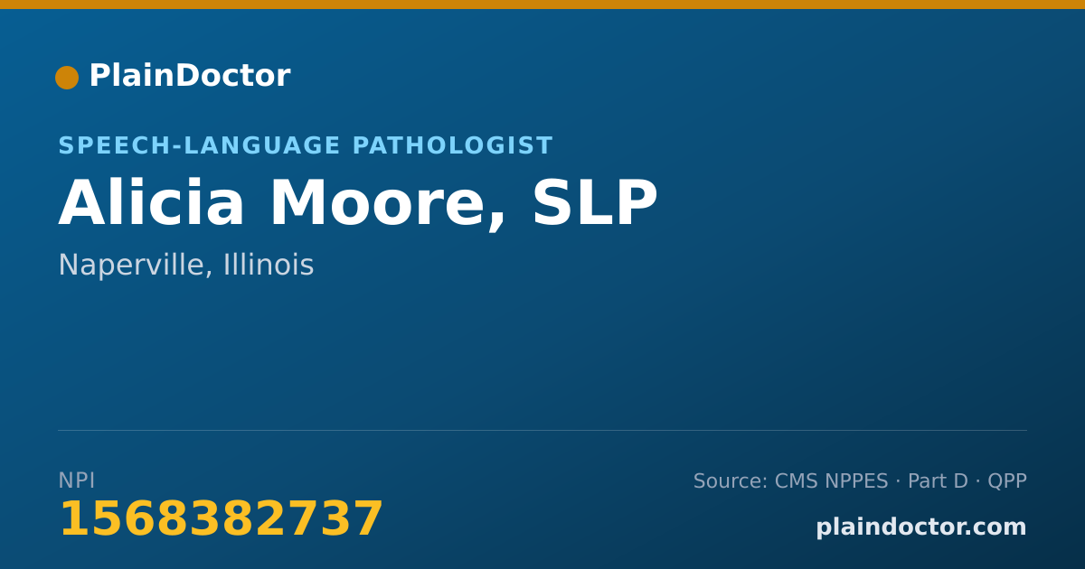 Shareable card for Alicia Moore, SLP - Speech-Language Pathologist, Naperville, IL