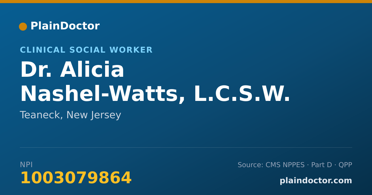 Shareable card for Alicia Nashel-Watts, L.C.S.W. - Clinical Social Worker, Teaneck, NJ