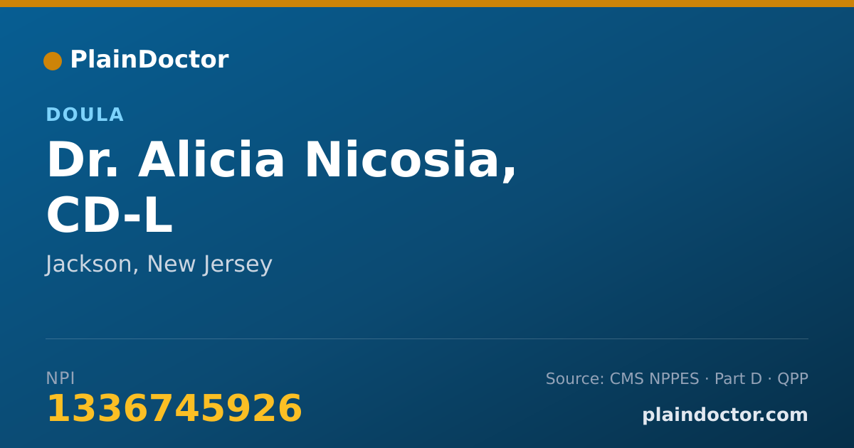 Shareable card for Alicia Nicosia, CD-L - Doula, Jackson, NJ