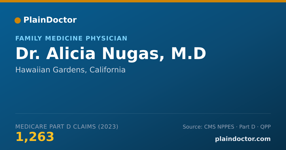 Shareable card for Alicia Nugas, M.D - Family Medicine Physician, Hawaiian Gardens, CA