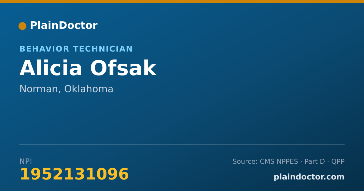 Shareable card for Alicia Ofsak - Behavior Technician, Norman, OK