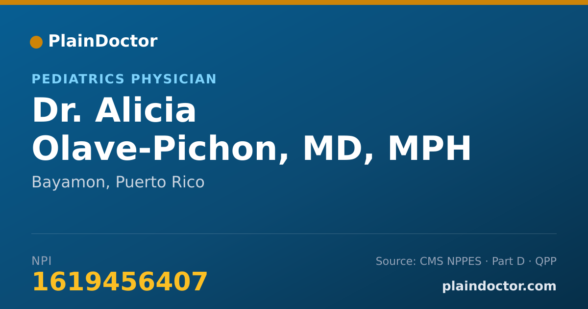 Shareable card for Alicia Olave-Pichon, MD, MPH - Pediatrics Physician, Bayamon, PR