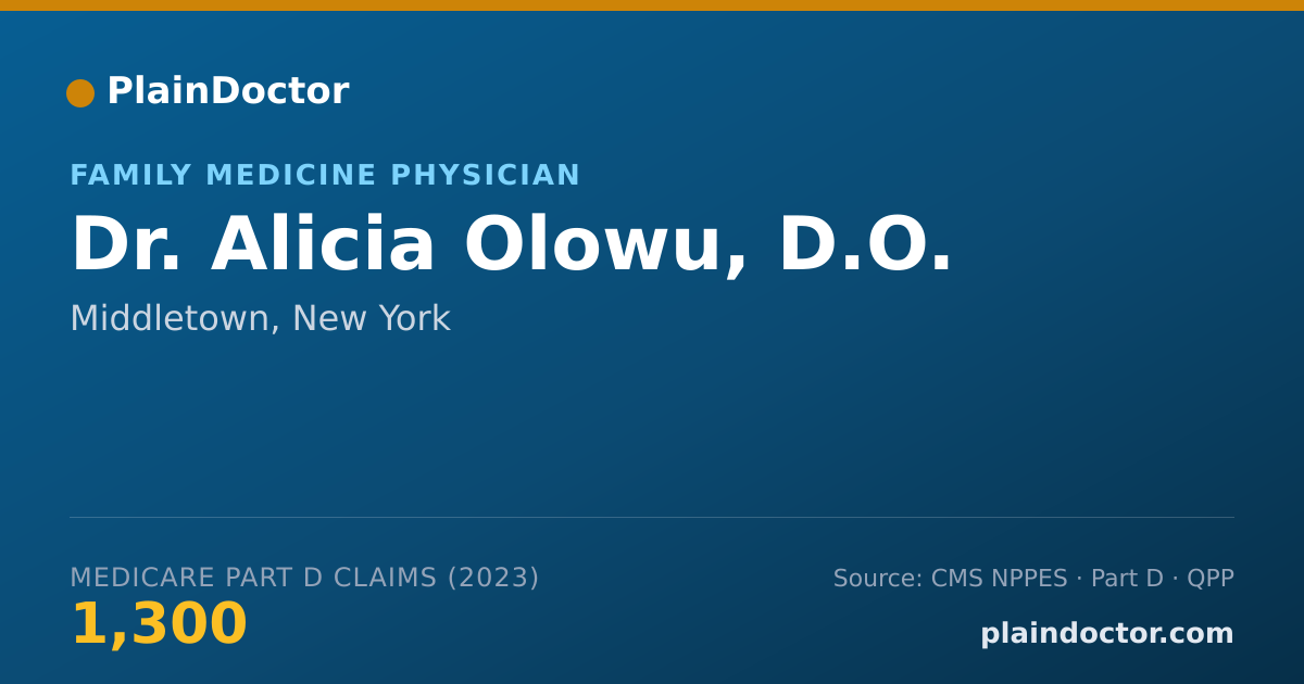 Shareable card for Alicia Olowu, D.O. - Family Medicine Physician, Middletown, NY