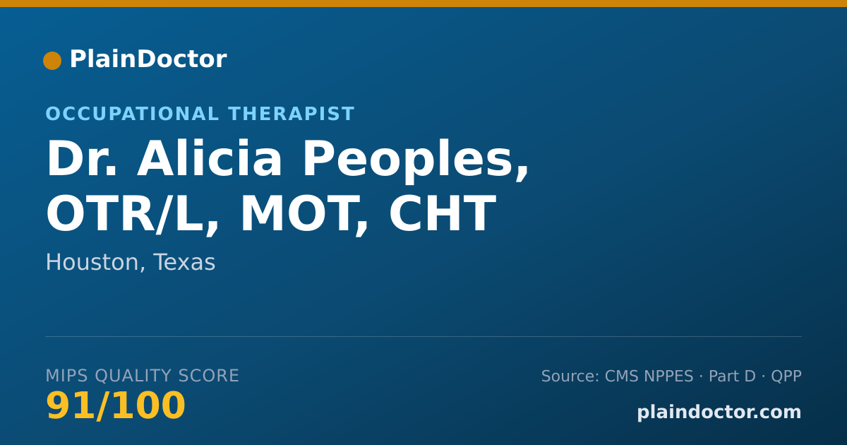 Shareable card for Alicia Peoples, OTR/L, MOT, CHT - Occupational Therapist, Houston, TX