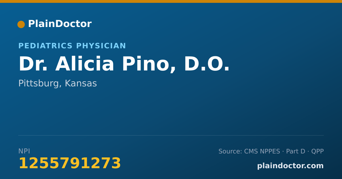 Shareable card for Alicia Pino, D.O. - Pediatrics Physician, Pittsburg, KS