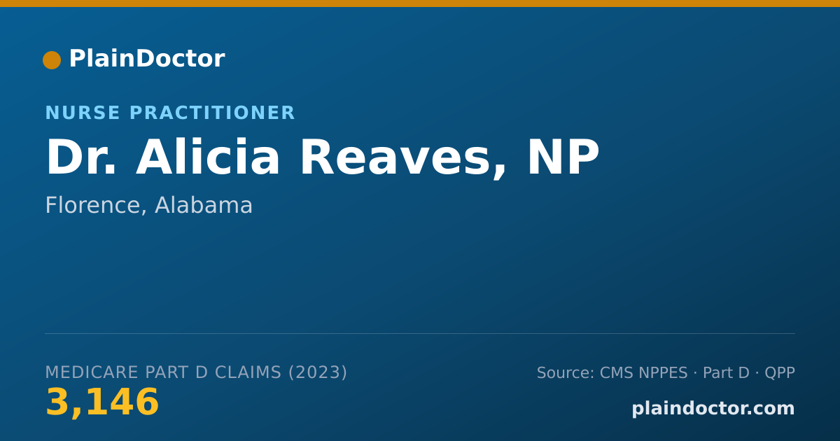 Shareable card for Alicia Reaves, NP - Nurse Practitioner, Florence, AL