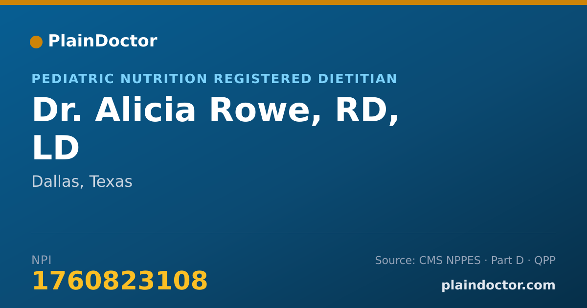 Shareable card for Alicia Rowe, RD, LD - Pediatric Nutrition Registered Dietitian, Dallas, TX