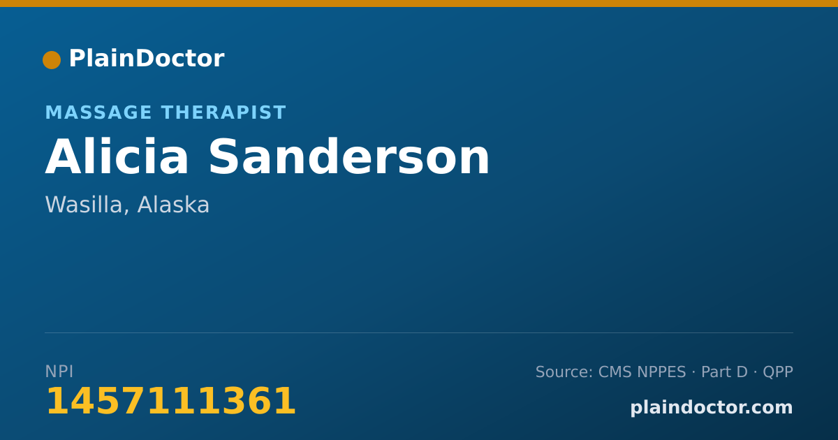 Shareable card for Alicia Sanderson - Massage Therapist, Wasilla, AK