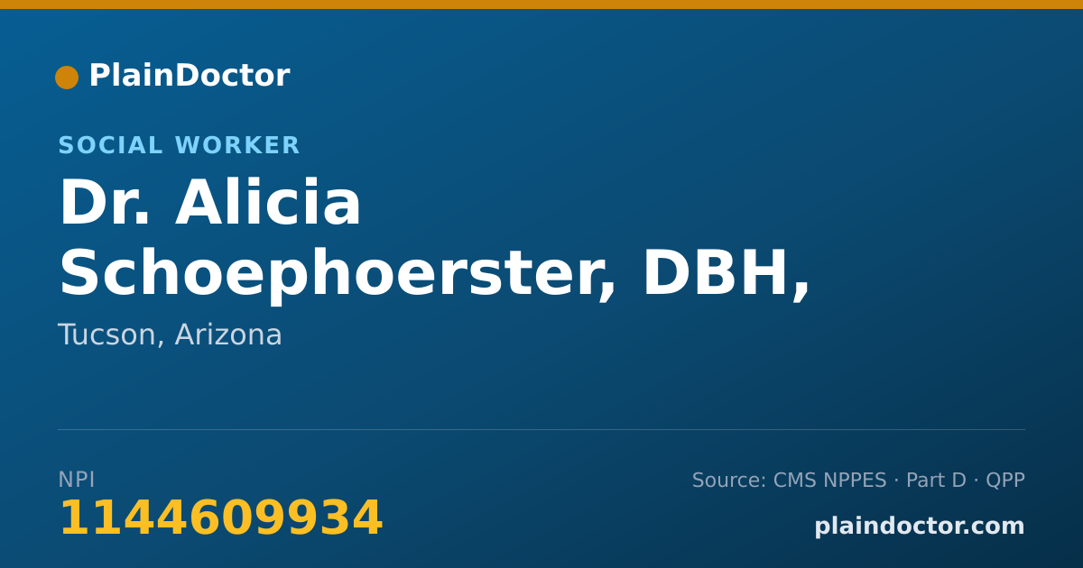 Shareable card for Alicia Schoephoerster, DBH, LMSW - Social Worker, Tucson, AZ