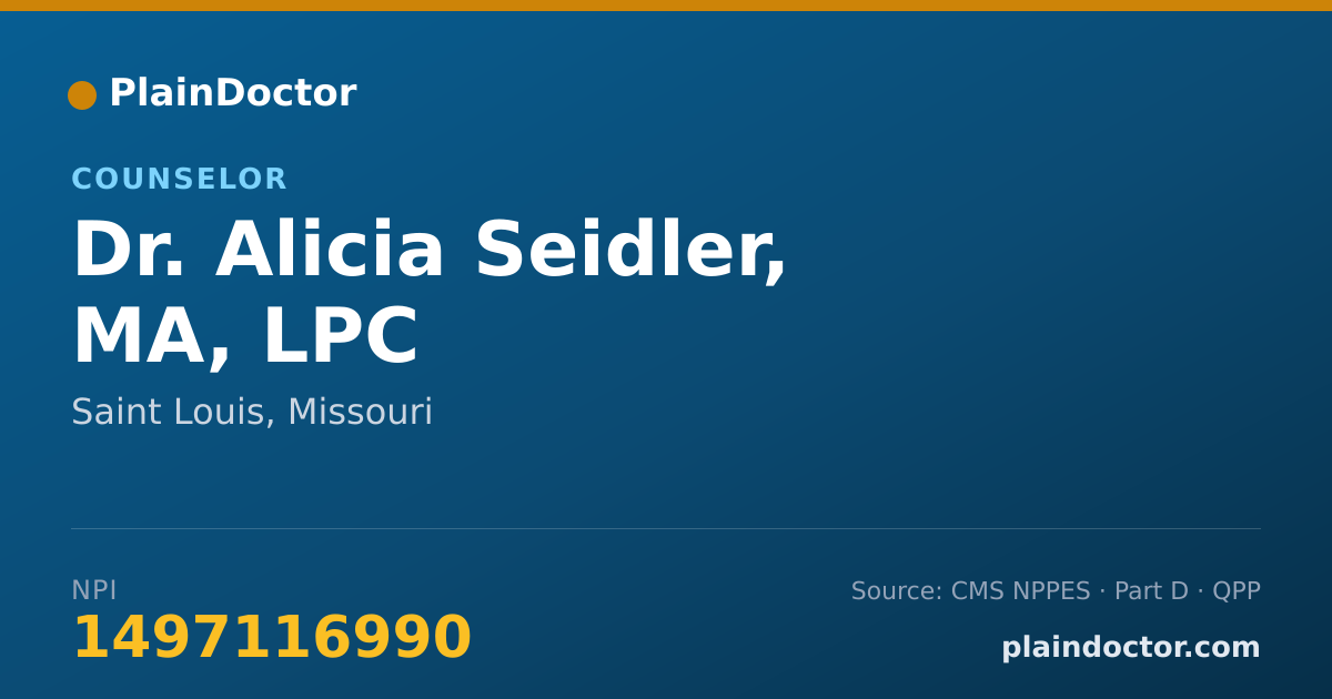 Shareable card for Alicia Seidler, MA, LPC - Counselor, Saint Louis, MO